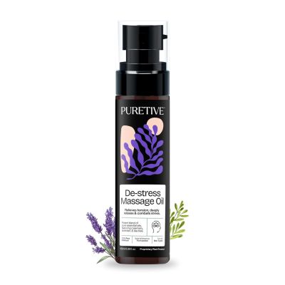 Puretive: De-Stress Massage Oil | Relieves Physical Tension | Deeply Relaxes and Hydrates