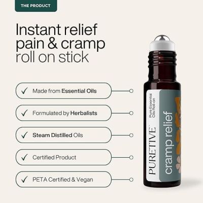 Puretive: Cramp Relief Plant Therapy Roll On | Period Pain Reducing Roll On
