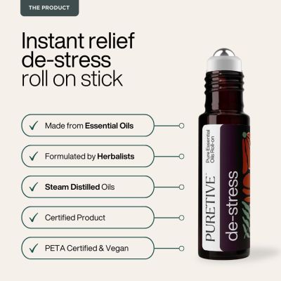 Puretive: De-Stress Plant Therapy Roll On | Anxiety Relief Roll on | 100% Pure Therapeutic Essential Oil Roll On