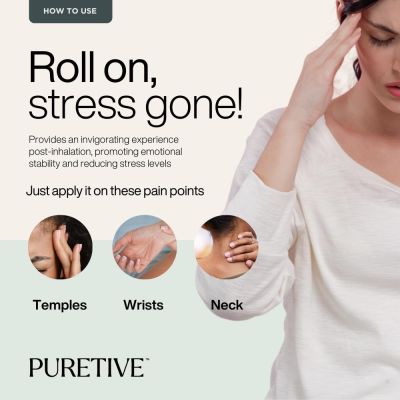 Puretive: De-Stress Plant Therapy Roll On | Anxiety Relief Roll on | 100% Pure Therapeutic Essential Oil Roll On