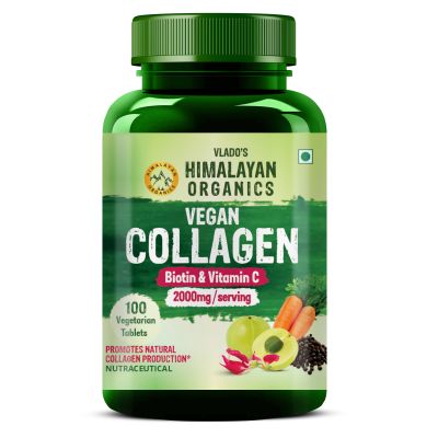 Vlado's Himalayan Organics: Vegan Collagen 2000Mg With Biotin And Vitamin C | Good For Glowing Skin | Healthy Hair And Nail - 100 Veg Tablets