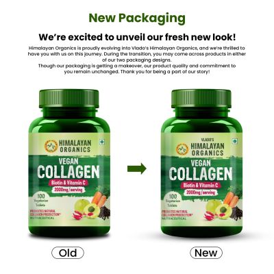 Vlado's Himalayan Organics: Vegan Collagen 2000Mg With Biotin And Vitamin C | Good For Glowing Skin | Healthy Hair And Nail - 100 Veg Tablets