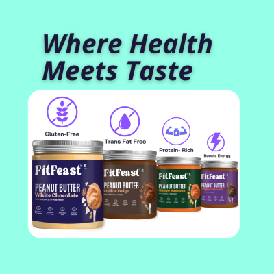 FitFeast: Peanut Butter Supreme Combo | White Chocolate | Belgian Chocolate | Cookie Fudge | Mango Madness | 400 gms EachPack of 4