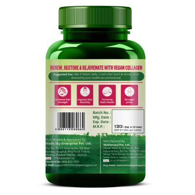 Vlado's Himalayan Organics: Vegan Collagen 2000Mg With Biotin And Vitamin C | Good For Glowing Skin | Healthy Hair And Nail - 100 Veg Tablets