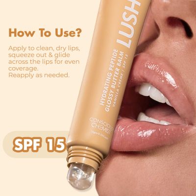 Conscious Chemist: Multi Peptide & Shea Butter Infused Lip balm With SPF 15 :- Vanilla (15g)