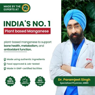 Vlado's Himalayan Organics: Plant Based Manganese 4mg Supplement | Trace Mineral Supplement for Connective Tissue and Bones | Good For Skeletal Health Support - 120 Veg Capsules
