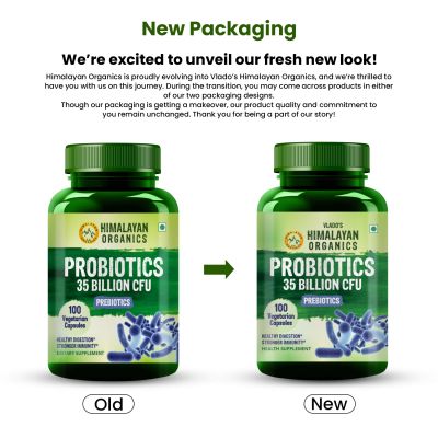 Vlado's Himalayan Organics: Probiotics Supplement 35 Billion CFU for women & men, 16 Strains with Prebiotics | 100 Veg Capsules