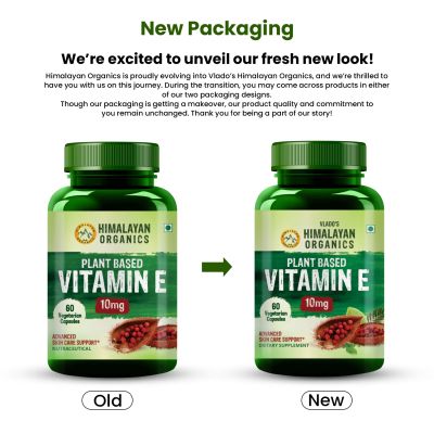 Vlado's Himalayan Organics: Plant Based Vitamin E Capsules (Non-GMO Sunflower Oil, Aloevera Oil, Argan Oil) - 60 Capsules