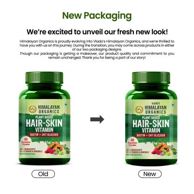 Vlado's Himalayan Organics: Plant based Hair Vitamin (With Biotin and DHT Blocker) - 60 Veg Capsules