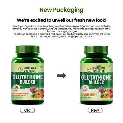 Vlado's Himalayan Organics: Glutathione Builder for Anti-Ageing & Skin Brightening with ( Vitamin C, E, B6 & Curcumin ) - 60 Veg Tablets