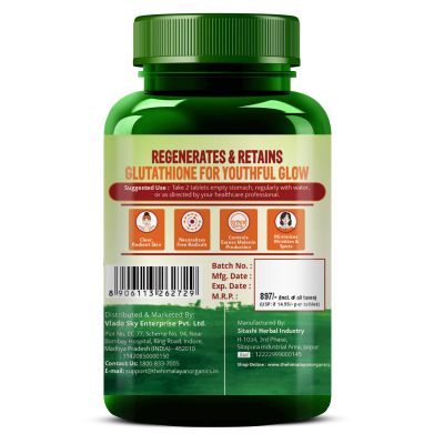 Vlado's Himalayan Organics: Glutathione Builder for Anti-Ageing & Skin Brightening with ( Vitamin C, E, B6 & Curcumin ) - 60 Veg Tablets