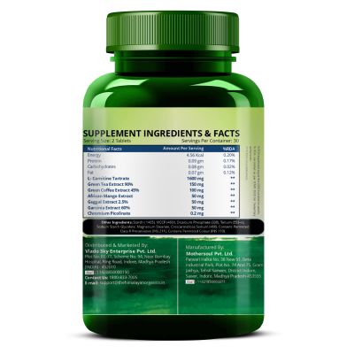 Vlado's Himalayan Organics: L-Carnitine 2000 Mg | Healthy Weight Management | Supports Muscle Recovery, Boost Energy, Endurance, And Fat Burn - 60 Vegetarian Tablets