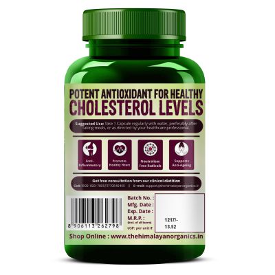 Vlado's Himalayan Organics: Grape Seed Extract 500mg/Serving for Healthy Cholesterol Level - 90 Veg Capsules