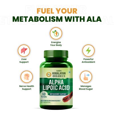 Vlado's Himalayan Organics: Alpha Lipoic Acid 300mg | Boost Liver Function, Healthy Blood Sugar, Antioxidant | 60 Veg Tablets