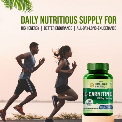 Vlado's Himalayan Organics: L-Carnitine 2000 Mg | Healthy Weight Management | Supports Muscle Recovery, Boost Energy, Endurance, And Fat Burn - 60 Vegetarian Tablets