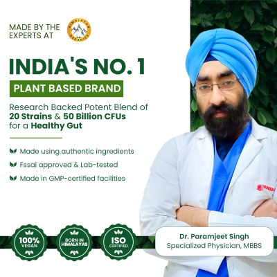 Vlado's Himalayan Organics: Probiotics Supplement 50 Billion CFU with Prebiotics 150mg for Digestion, Gut Health & Immunity - 60 Veg Capsules