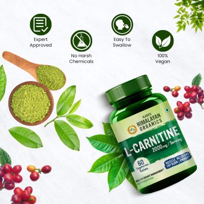 Vlado's Himalayan Organics: L-Carnitine 2000 Mg | Healthy Weight Management | Supports Muscle Recovery, Boost Energy, Endurance, And Fat Burn - 60 Vegetarian Tablets