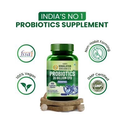 Vlado's Himalayan Organics: Probiotics Supplement 35 Billion CFU for women & men, 16 Strains with Prebiotics | 100 Veg Capsules