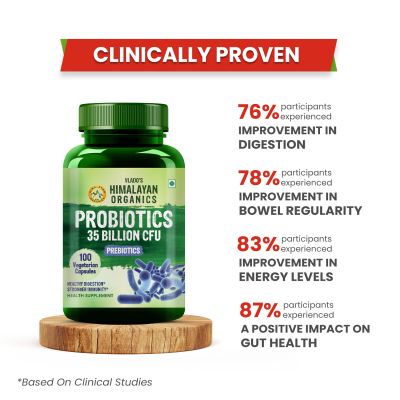 Vlado's Himalayan Organics: Probiotics Supplement 35 Billion CFU for women & men, 16 Strains with Prebiotics | 100 Veg Capsules