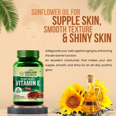 Vlado's Himalayan Organics: Plant Based Vitamin E Capsules (Non-GMO Sunflower Oil, Aloevera Oil, Argan Oil) - 60 Capsules