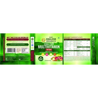 Vlado's Himalayan Organics: Whole Food Multivitamin for Men || With Natural Vitamins, Minerals, Extracts || Best for Energy, Brain, Heart Health & Eye Health || 60 Veg Capsules