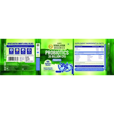 Vlado's Himalayan Organics: Probiotics Supplement 35 Billion CFU for women & men, 16 Strains with Prebiotics | 100 Veg Capsules