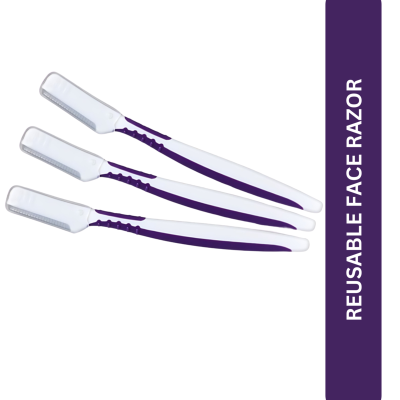 Bake Cosmetics: Reusable Face Razor (Pack of 3) - For Eyebrows, Upper Lip & Chin