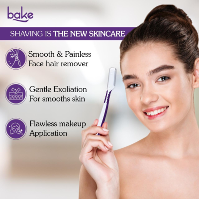 Bake Cosmetics: Reusable Face Razor (Pack of 3) - For Eyebrows, Upper Lip & Chin
