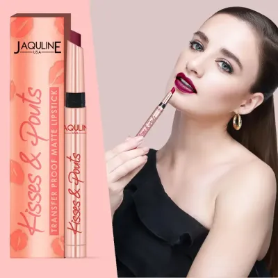 Jaquline USA: Kisses & Pouts Transfer Proof Matte Lipstick 1.4gm First Kiss 08