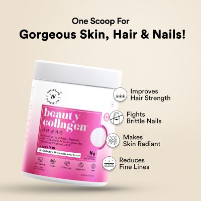 Wellbeing Nutrition: Beauty Korean Marine Collagen Peptides with Type I & III Strawberry Watermelon 250g