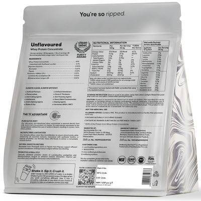 Wellbeing Nutrition: 100% Raw Whey Protein Concentrate (Unflavoured) | 27g Protein, 12.7g EAA, 6g BCAA | 4B CFU Probiotics & Natural Digestive Enzymes | No Bloating, Easy to Digest | 1kg