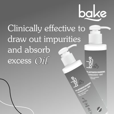 Bake Cosmetics: 5% Activated Charcoal Face Wash with Mint & Ashwagandha For Deep Pore Cleansing Face Cleanser