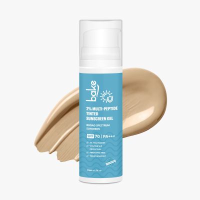 Bake Cosmetics: 2% Multi Peptide Tinted Sunscreen SPF 70 PA+++ with 2% Niacinamide For Water & Sweat Resistant & Broad Spectrum Sunscreen