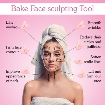 Bake Cosmetics: Quartz Gua Sha Face Massage Tool for Glowing Skin, Blood Circulation & Reducing Stress-1pc
