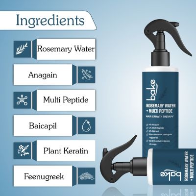 Bake Cosmetics: Rosemary Water Hair Growth Spray with Multi Peptides for Hair Fall Control,Damaged Hair & Hair Growth