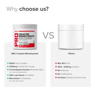 GNC: Creatine Monohydrate with Shaker Combo | Unflavoured | 100gm | 750ml