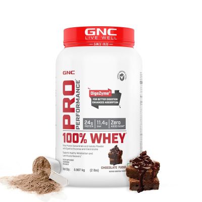 GNC: Pro Performance 100% Whey Protein Powder | Chocolate Fudge | 2 lbs