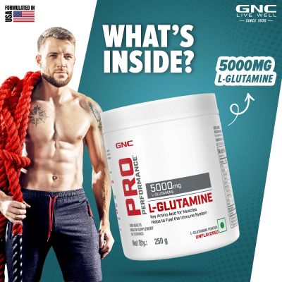 GNC: Pro Performance L-Glutamine 5000 mg  Unflavoured | 250 gm