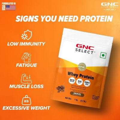 GNC: Select Whey Protein Powder With Free Shaker | 2.2lbs | Chocolate