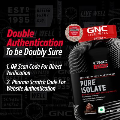 GNC: AMP Pure Isolate Zero Carb | 25g Protein | 6g BCAA | Vanilla Custard | 4 lbs