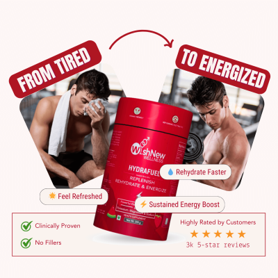 Wishnew Wellness: HYDRAFUEL Tigers Blood Flavor | Instant Drink Mix | 20 Servings | Replenish, Rehydrate & Energize | 100% Vegetarian