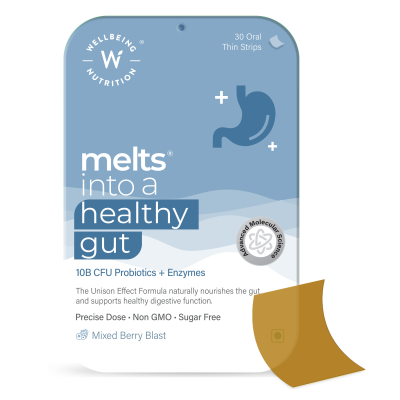 Wellbeing Nutrition: Healthy Gut Oral Melts Thin Strips - Probiotic, Sugar-Free | 30 pcs Wellbeing Nutrition: Healthy Gut Oral Melts Thin Strips - Probiotic, Sugar-Free | 30 pcs