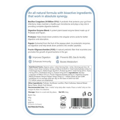 Wellbeing Nutrition: Healthy Gut Oral Melts Thin Strips - Probiotic, Sugar-Free | 30 pcs