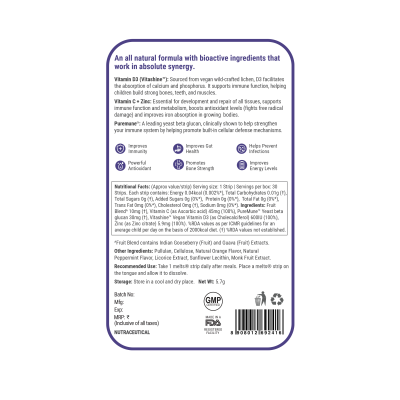 Wellbeing Nutrition: Black Panther Melts - Kids Organic Advanced Immunity - Valencia Orange Flavor (30 Thin Strips)