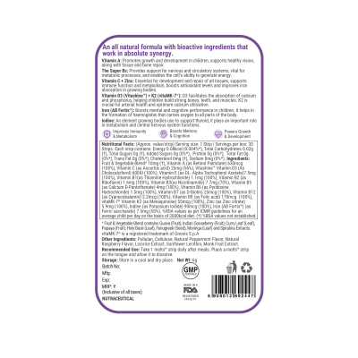 Wellbeing Nutrition: Frozen Elsa & Anna Melts - Kids Organic Multivitamin with Vitamin A, B-Complex, C, D and Iron - 30 Oral Thin Strips)