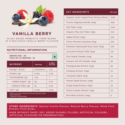 Wellbeing Nutrition: Daily Fiber - Vanilla Berry Flavor - 30 Servings