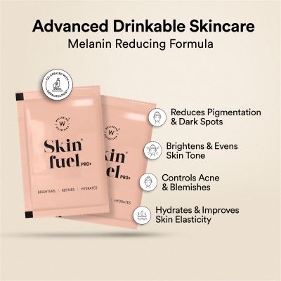 Wellbeing Nutrition: Skin Fuel Pro+ | Glutathione, Vit C & E, CoQ10, Vollagen & PhytoCellTech | Valencia Orange Flavour, 28 Servings