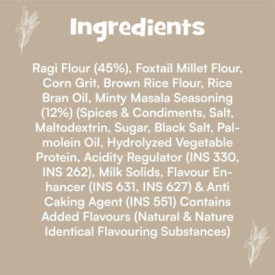 Nourish You: Organic Millet Snack - Ragi Sticks( Chips ) - Tangy Mint Flavour - Healthy Snacks ,  Gluten free -60gm