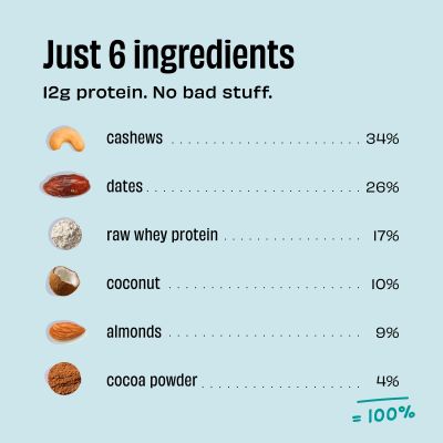 The Whole Truth: Protein Bars - Coconut Cocoa - Pack of 6 (6 X 52G) - No Added Sugar - All Natural