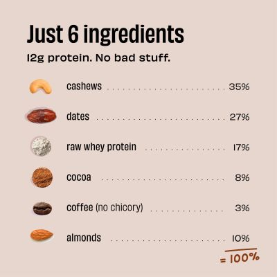 The Whole Truth: Protein Bars - Pack of 6 - Coffee Cocoa - Pack of 6 (6 X 52G) - All Natural - No Added Sugar